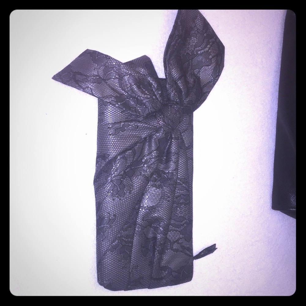Valentino Black lace design evening clutch